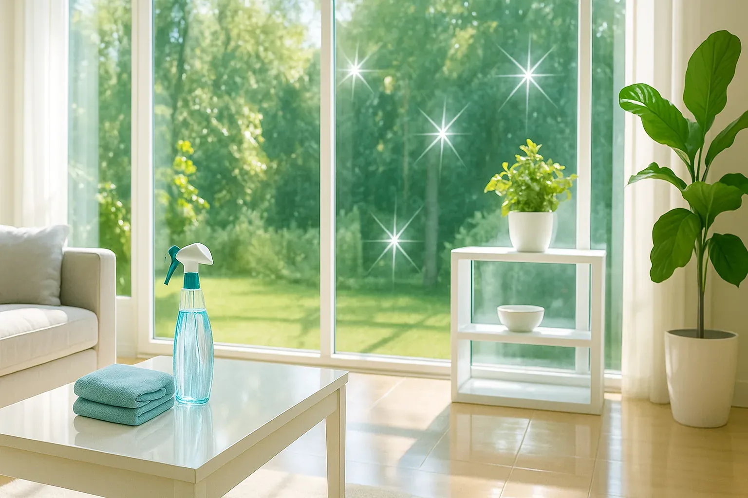 Professional cleaners refreshing a modern living space