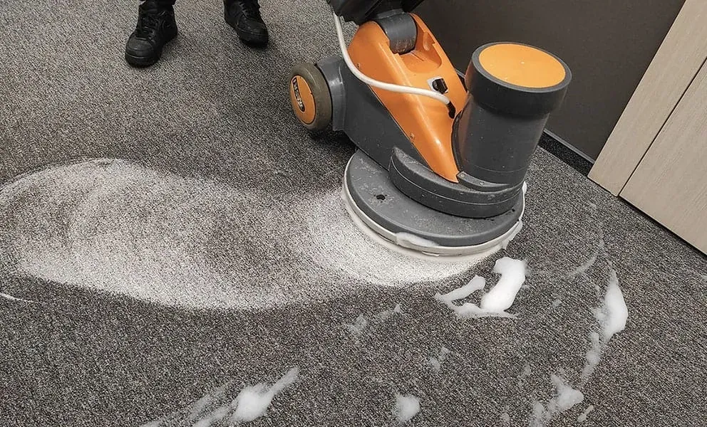 Carpet cleaning in action
